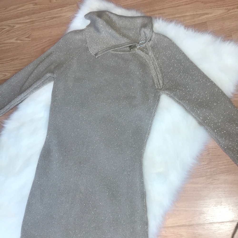 Calvin Klein Metallic FoldOver Collar Sweater-dress - Picture 7 of 9